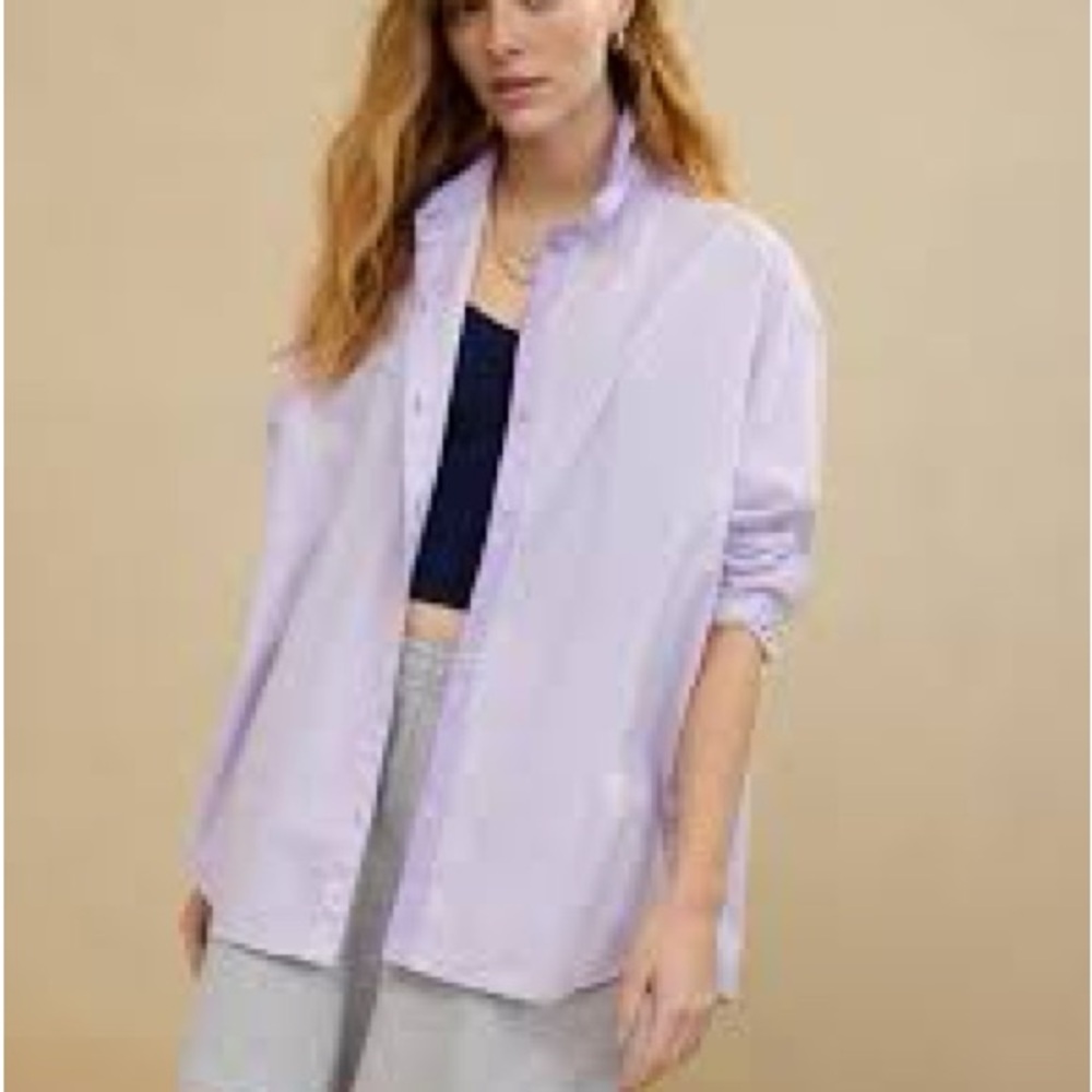 Aerie Striped Button Down Shirt Oversized Fit